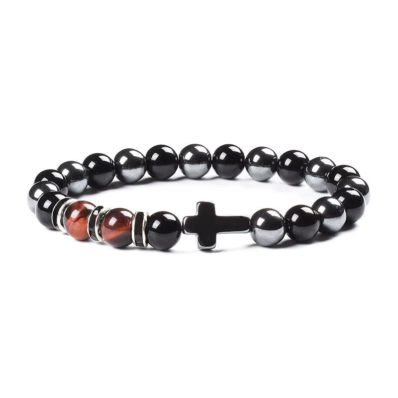 Natural Stone Bracelet Hematite Black Obsidian Tiger Eye Elastic