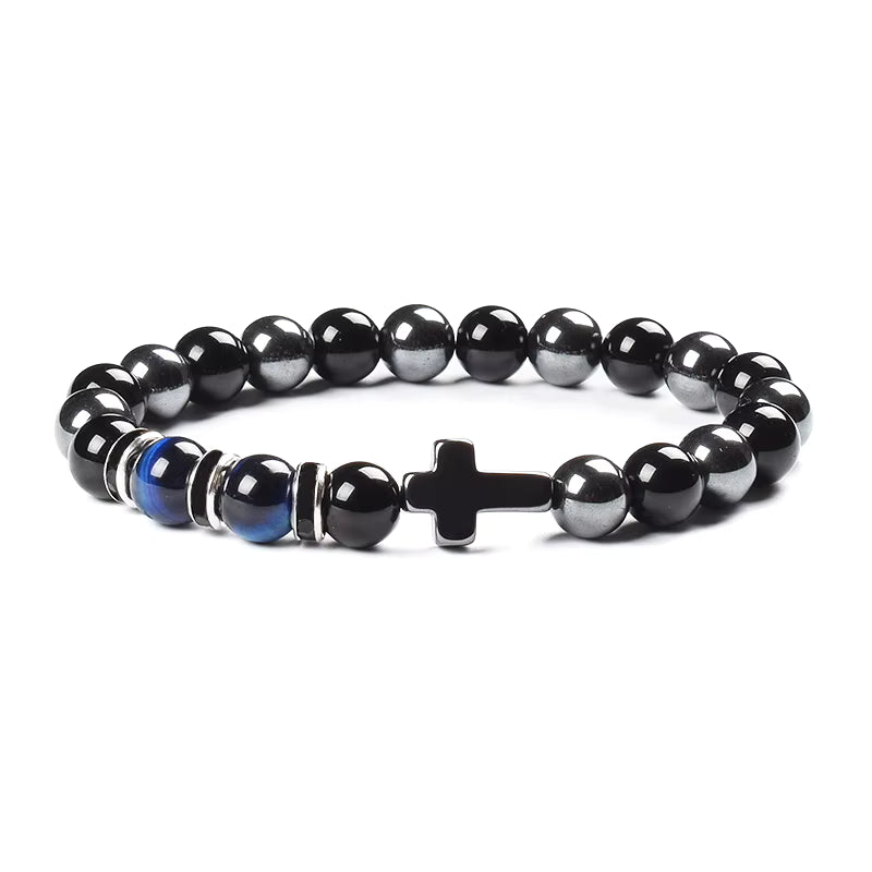 Natural Stone Bracelet Hematite Black Obsidian Tiger Eye Elastic