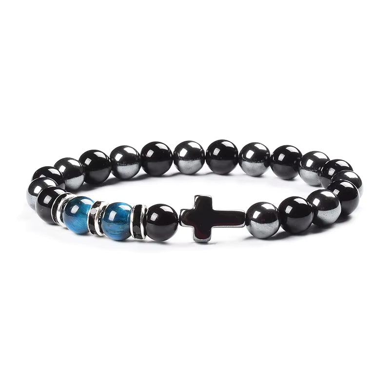 Natural Stone Bracelet Hematite Black Obsidian Tiger Eye Elastic