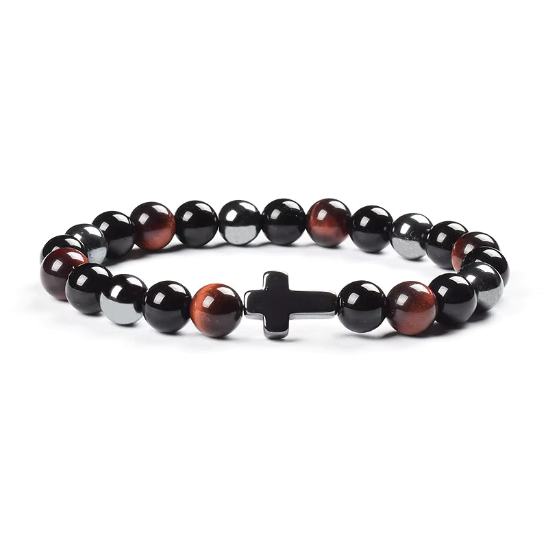 Natural Stone Bracelet Hematite Black Obsidian Tiger Eye Elastic