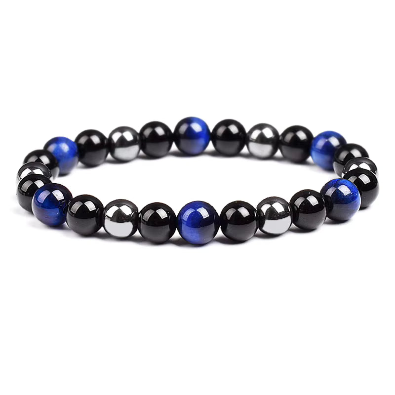 Natural Stone Bracelet Hematite Black Obsidian Tiger Eye Elastic