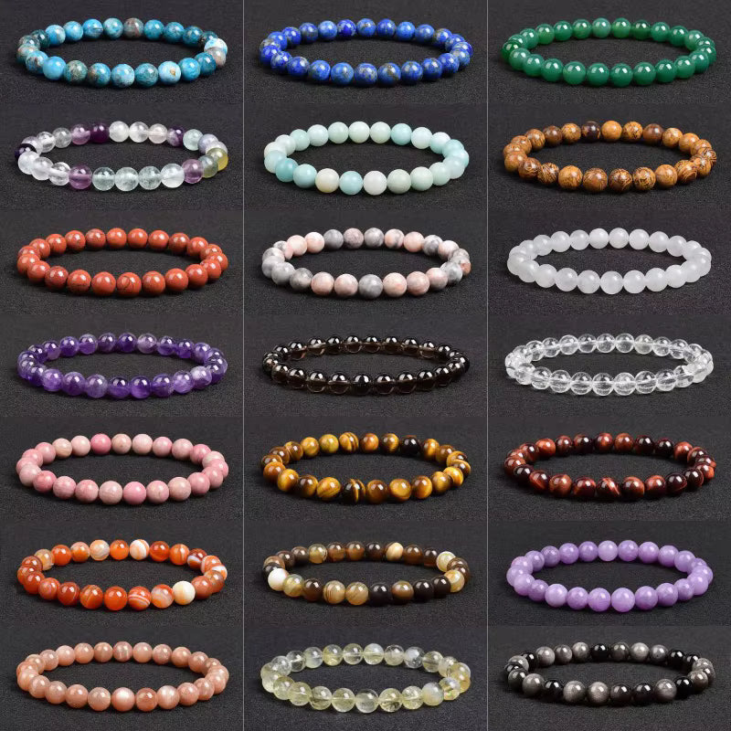 Natural Stone Bracelet Lapis Lazuli Apatite Tiger Eye 8mm Elastic