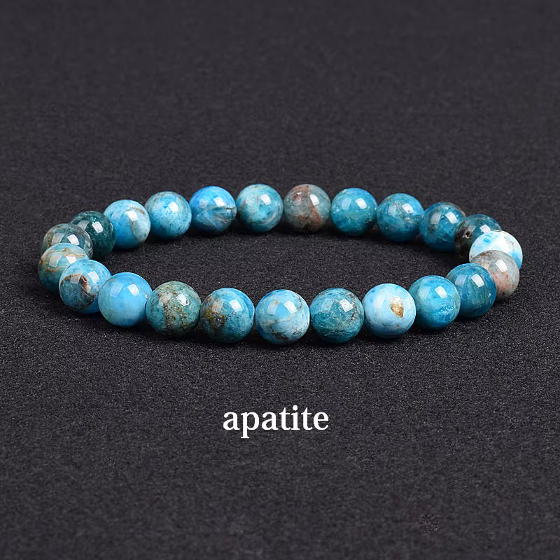 Natural Stone Bracelet Lapis Lazuli Apatite Tiger Eye 8mm Elastic