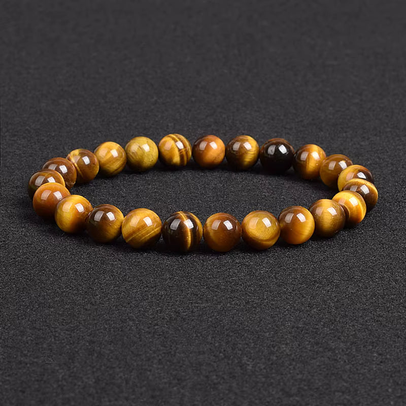 Natural Stone Bracelet Lapis Lazuli Apatite Tiger Eye 8mm Elastic