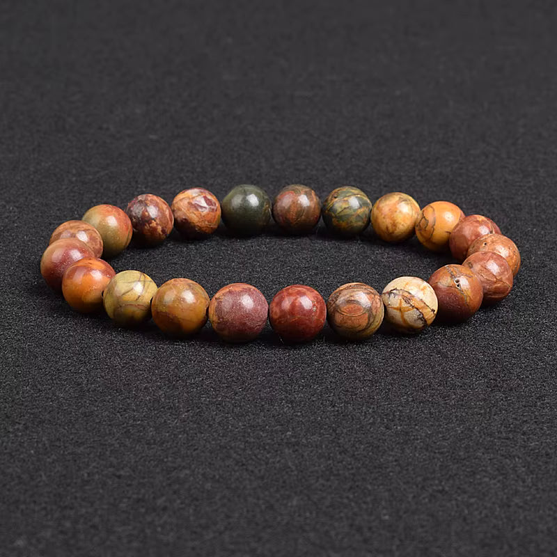 Natural Stone Bracelet Lapis Lazuli Apatite Tiger Eye 8mm Elastic