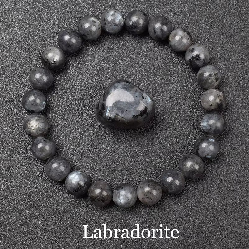 Obsidian Beaded Bracelet Natural Golden Round Stone Beads Unisex