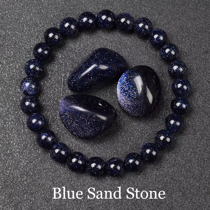 Obsidian Beaded Bracelet Natural Golden Round Stone Beads Unisex
