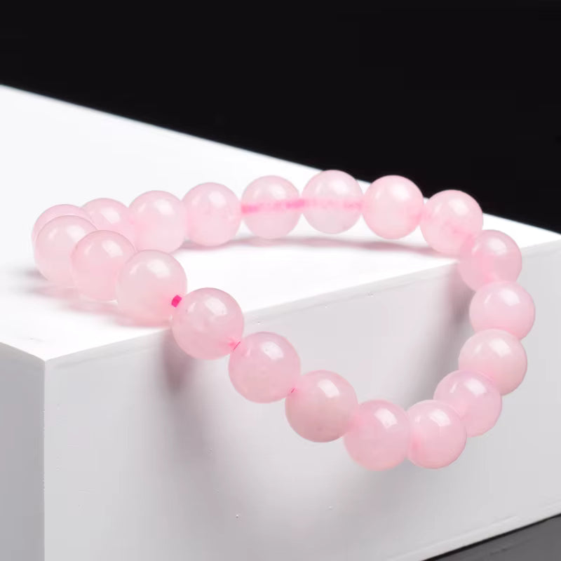 Rose Quartz Beaded Bracelet 6mm 8mm Natural Stone Elastic Unisex