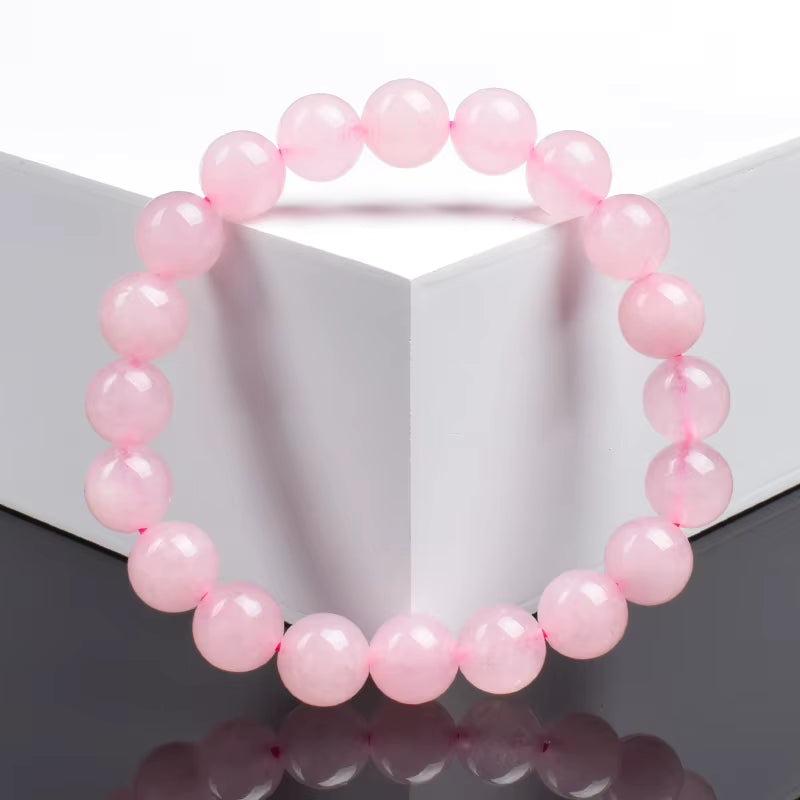 Rose Quartz Beaded Bracelet 6mm 8mm Natural Stone Elastic Unisex