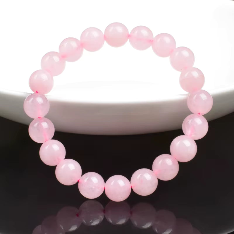Rose Quartz Beaded Bracelet 6mm 8mm Natural Stone Elastic Unisex