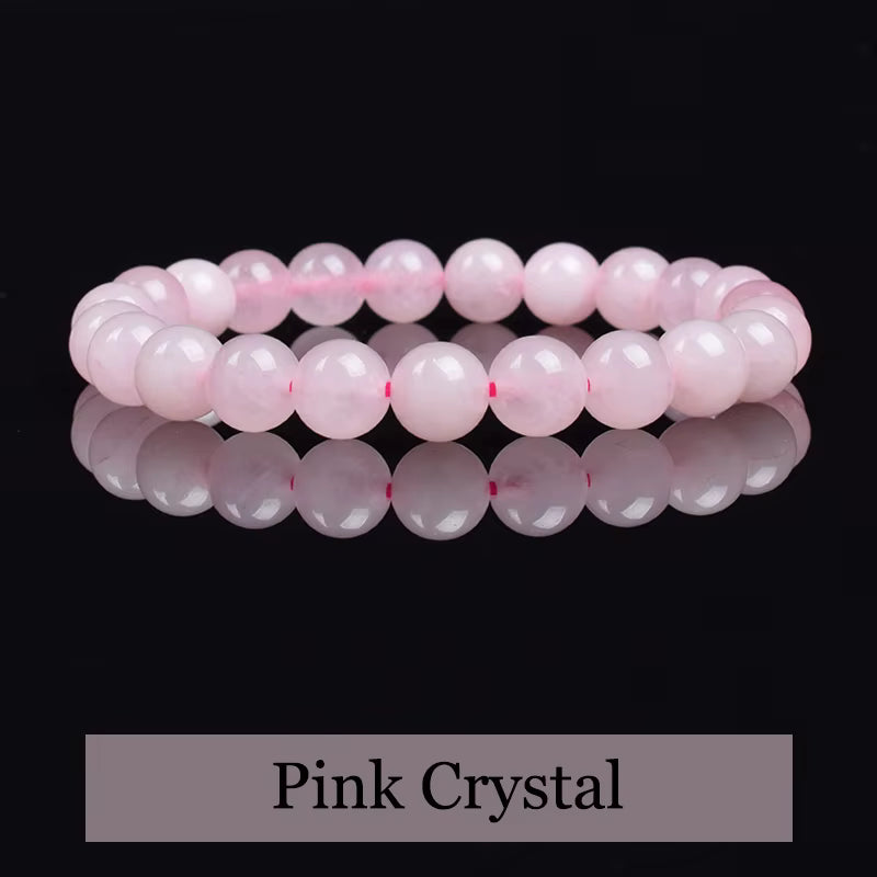 Rose Quartz Beaded Bracelet 6mm 8mm Natural Stone Elastic Unisex