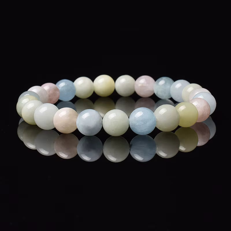 Rose Quartz Bracelet Beaded Elastic Handmade Natural Pink for Women