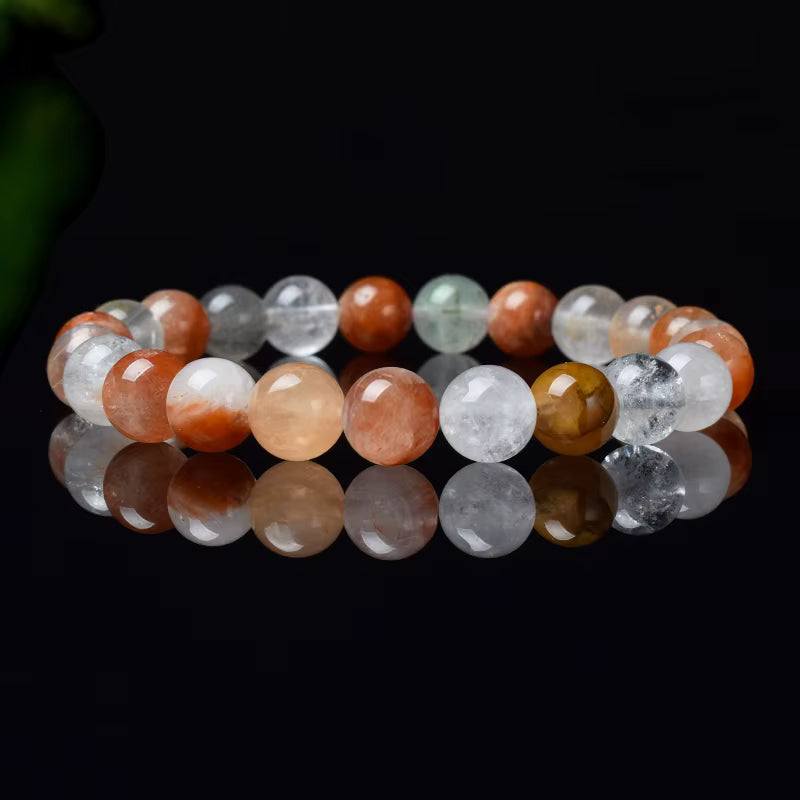 Rose Quartz Bracelet Beaded Elastic Handmade Natural Pink for Women