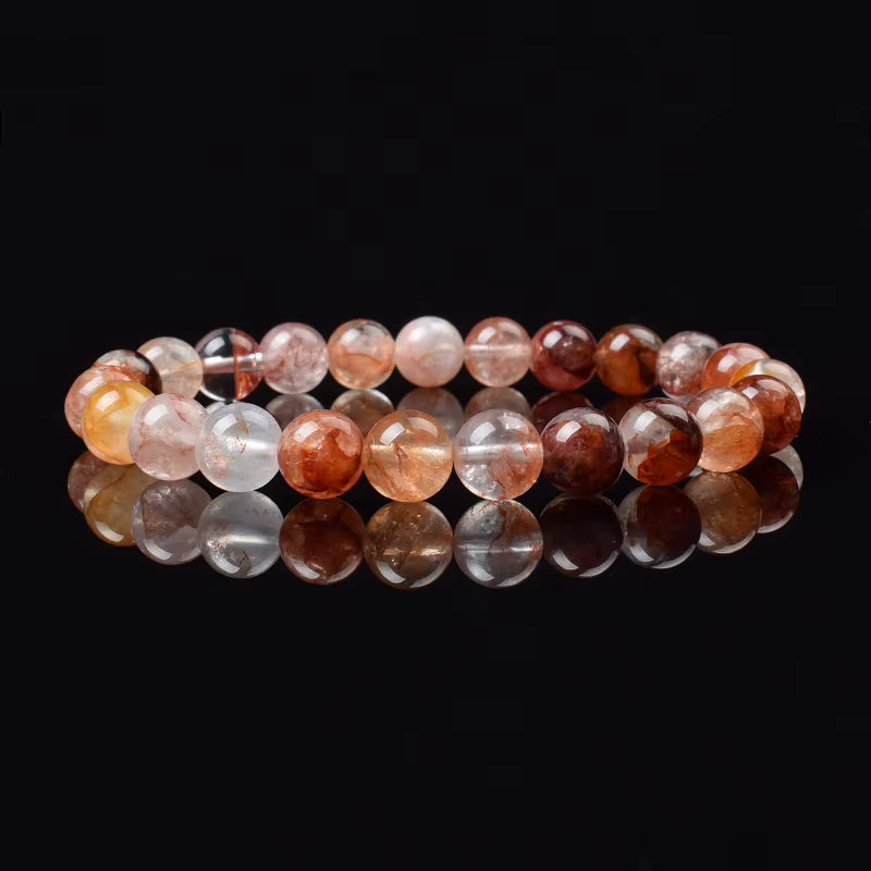 Rose Quartz Bracelet Beaded Elastic Handmade Natural Pink for Women