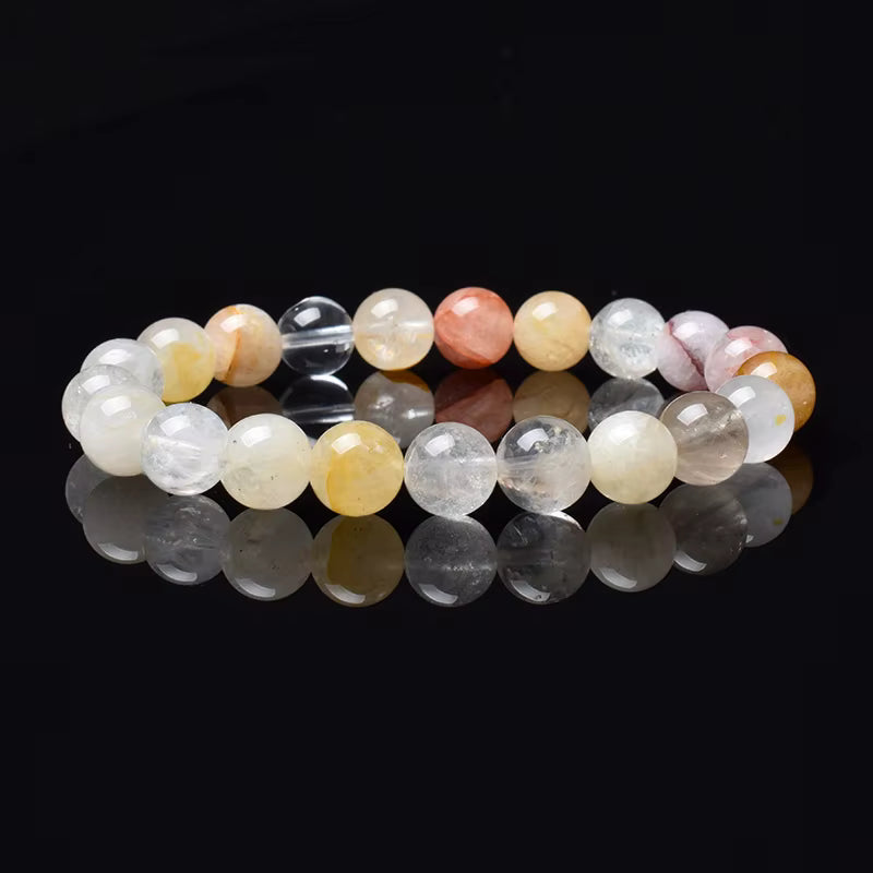 Rose Quartz Bracelet Beaded Elastic Handmade Natural Pink for Women
