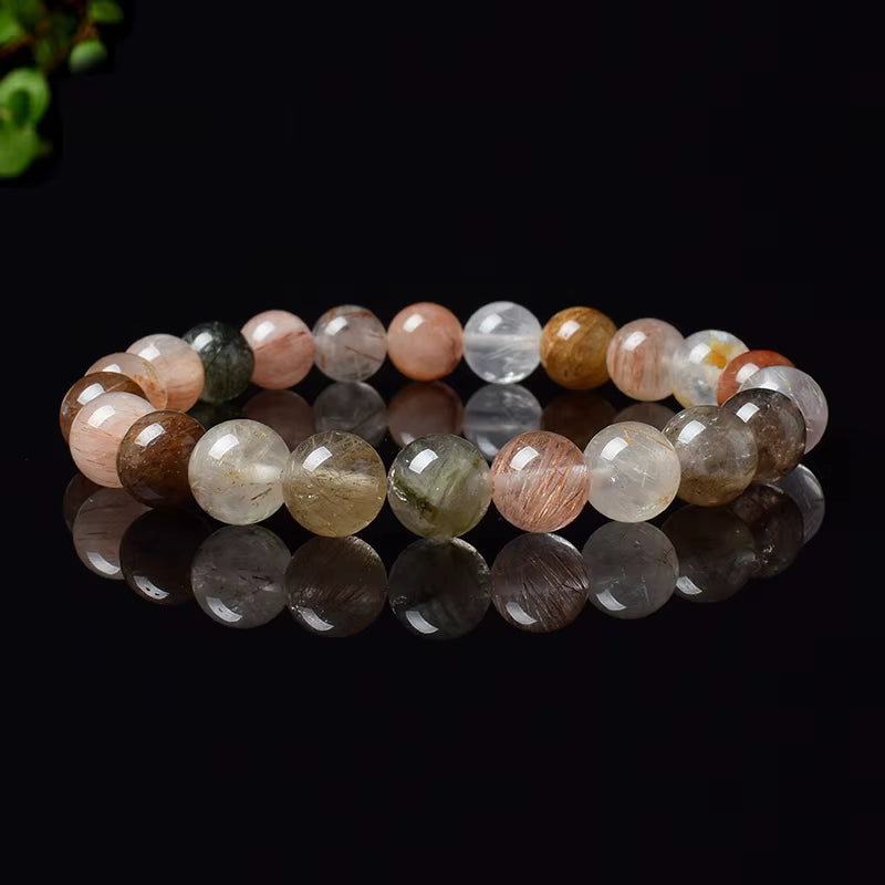 Rose Quartz Bracelet Beaded Elastic Handmade Natural Pink for Women