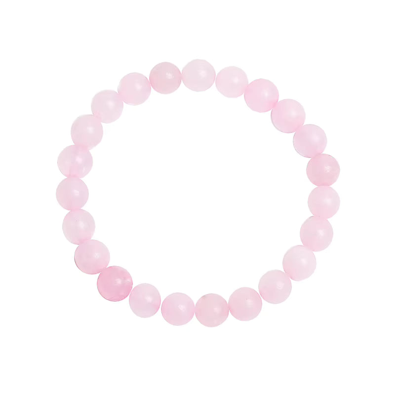 Rose Quartz Bracelet Beaded Stretch Natural Madagascar Pink