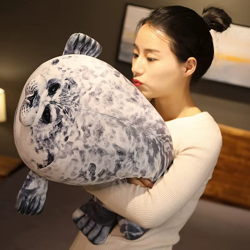 Sea Lion Plush Pillow 30cm Chubby 3D Angry Face PP Cotton Stuffed Toy