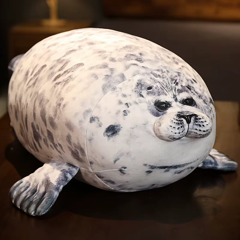 Sea Lion Plush Pillow 30cm Chubby 3D Angry Face PP Cotton Stuffed Toy