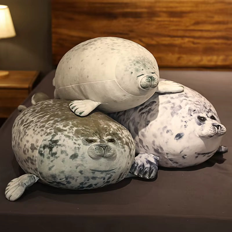 Sea Lion Plush Pillow 30cm Chubby 3D Angry Face PP Cotton Stuffed Toy