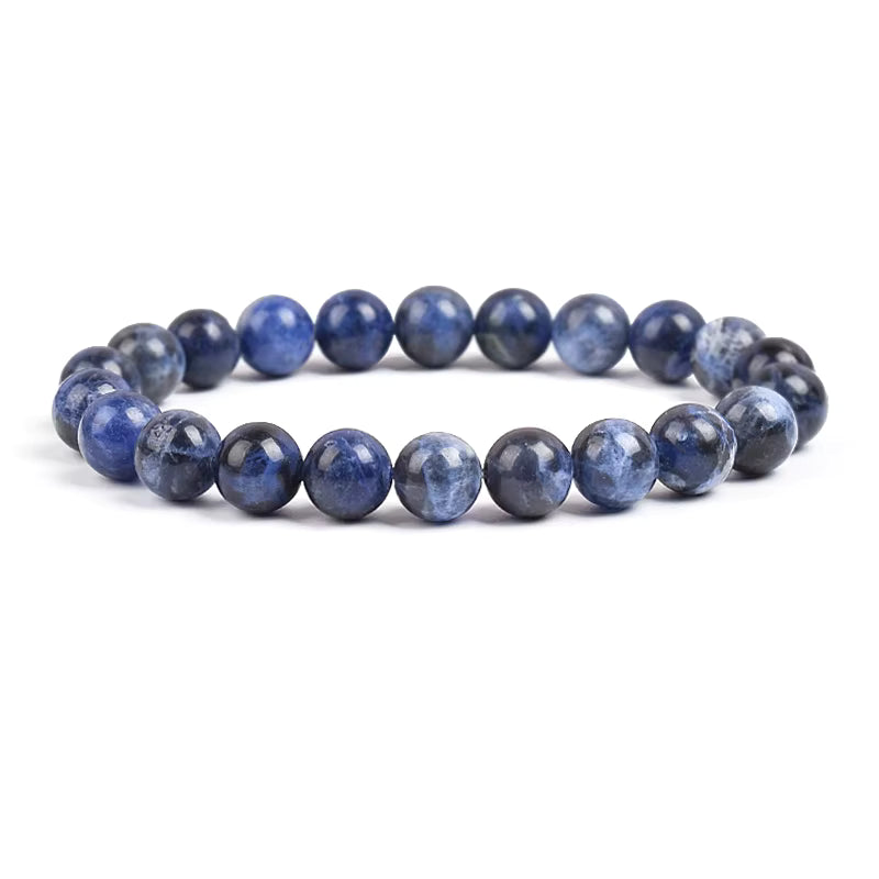 Sodalite Beaded Bracelet Natural Dark Blue Elastic 4mm to 12mm