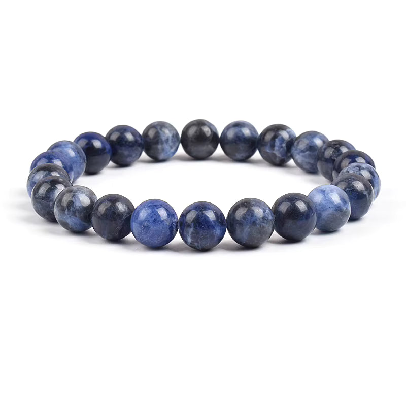 Sodalite Beaded Bracelet Natural Dark Blue Elastic 4mm to 12mm