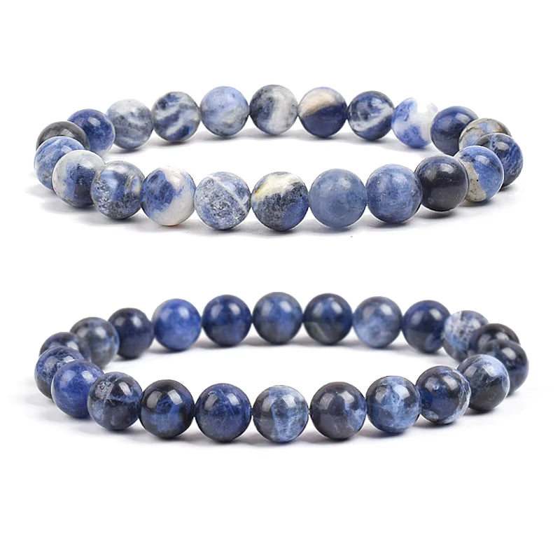 Sodalite Beaded Bracelet Natural Dark Blue Elastic 4mm to 12mm