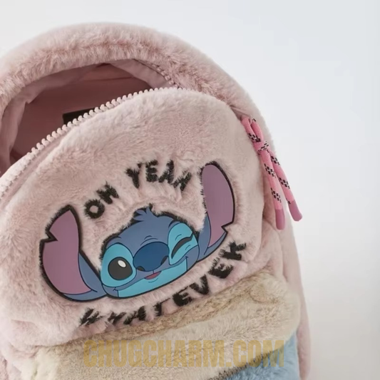 Disney Stitch Plush Backpack – Cute Cartoon Kids School Bag