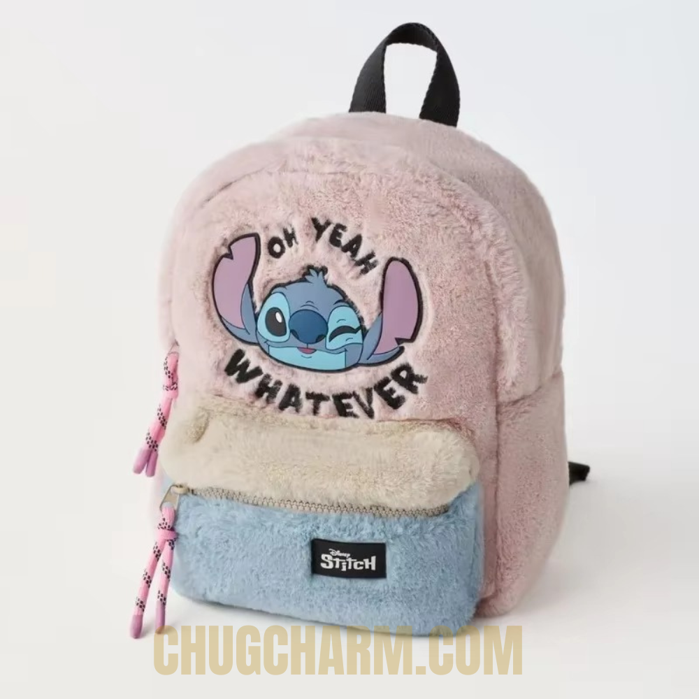 Disney Stitch Plush Backpack – Cute Cartoon Kids School Bag