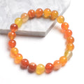 Striped Agate Bracelet Natural Green Veined Round Elastic Handmade