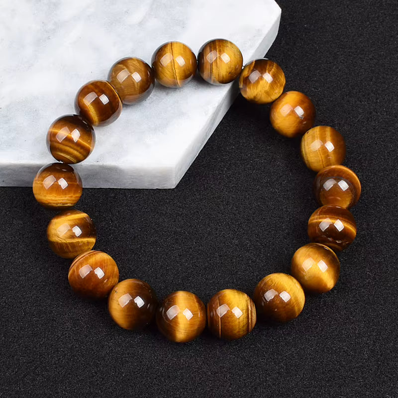 Tiger Eye Beaded Bracelet Natural Handmade 6mm to 14mm Elastic