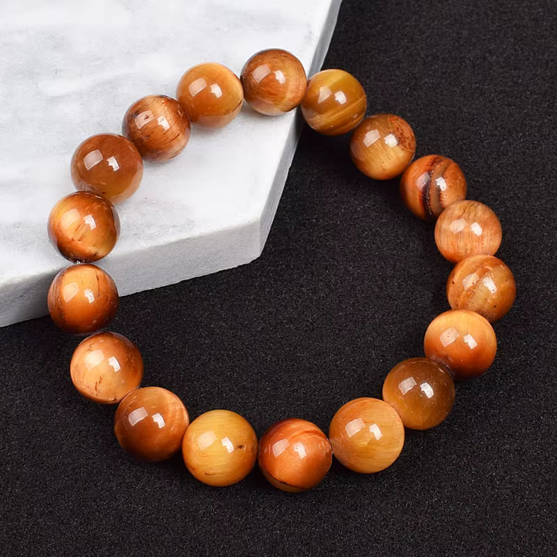 Tiger Eye Beaded Bracelet Natural Handmade 6mm to 14mm Elastic
