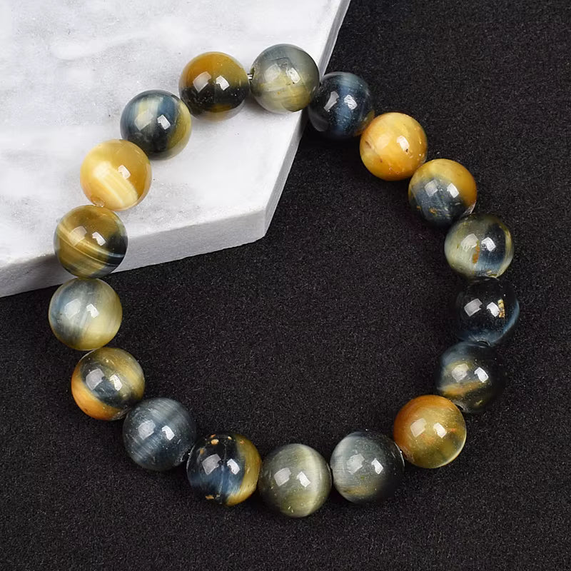 Tiger Eye Beaded Bracelet Natural Handmade 6mm to 14mm Elastic