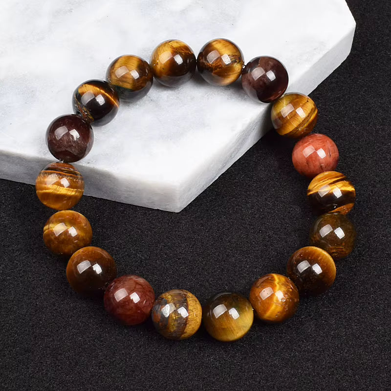 Tiger Eye Beaded Bracelet Natural Handmade 6mm to 14mm Elastic