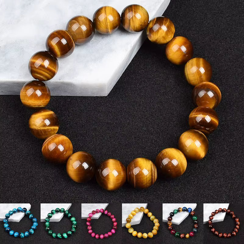 Tiger Eye Beaded Bracelet Natural Handmade 6mm to 14mm Elastic