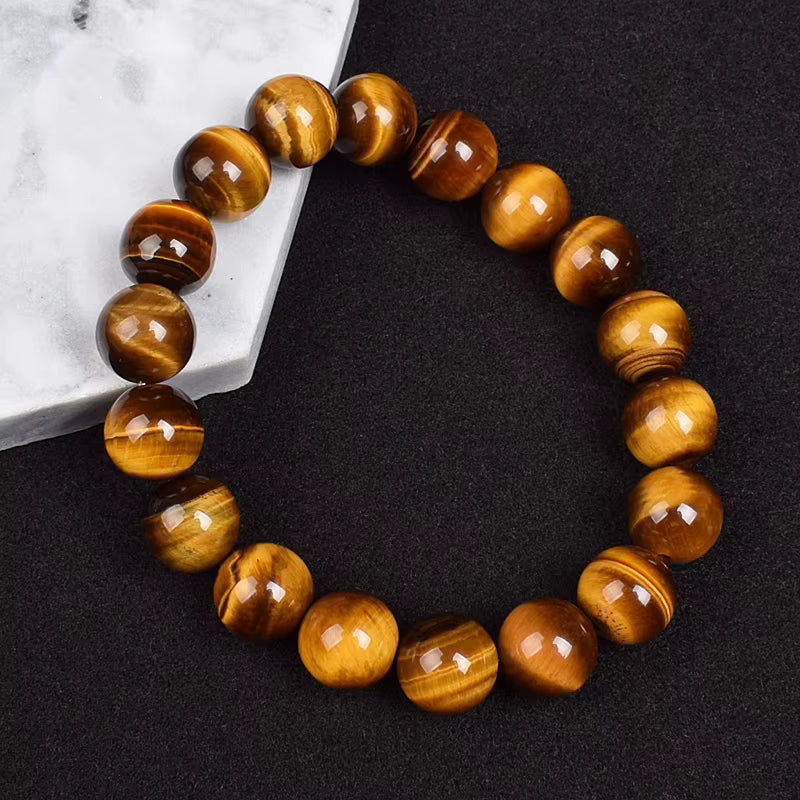 Tiger Eye Beaded Bracelet Natural Handmade 6mm to 14mm Elastic