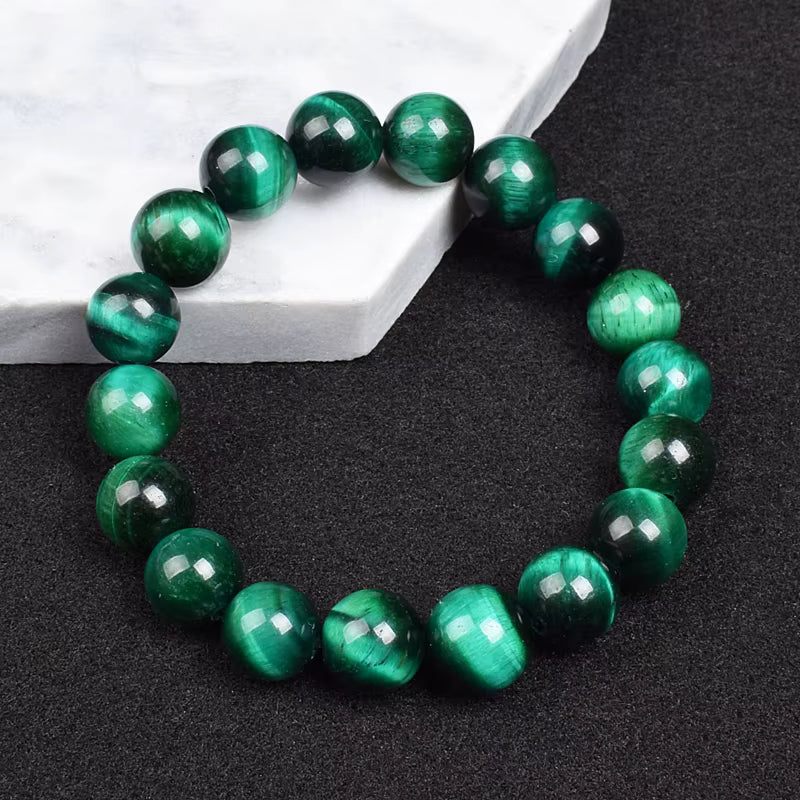 Tiger Eye Beaded Bracelet Natural Handmade 6mm to 14mm Elastic