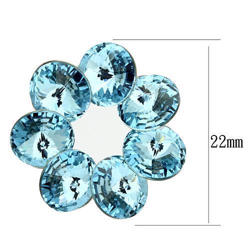TK1044 - High polished (no plating) Stainless Steel Earrings with Top Grade Crystal  in Sea Blue-1