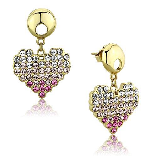 TK1456 - IP Gold(Ion Plating) Stainless Steel Earrings with Top Grade Crystal  in Multi Color-0