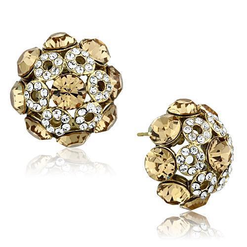 TK1458 - IP Gold(Ion Plating) Stainless Steel Earrings with Top Grade Crystal  in Citrine Yellow-0