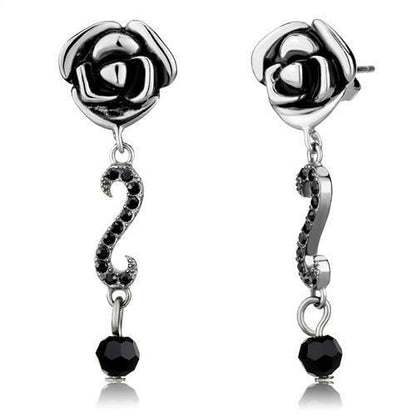 TK2951 - High polished (no plating) Stainless Steel Earrings with Top Grade Crystal  in Jet-0