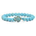Turquoise Beaded Bracelet Sea Turtle 8mm Elastic Stretch