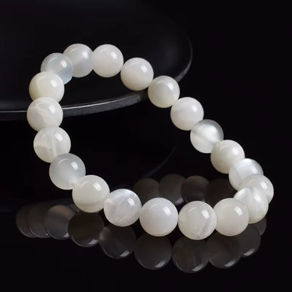 White Moonstone Beaded Bracelet Natural 8mm Elastic Unisex