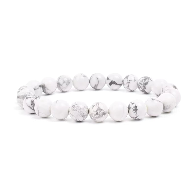 White Moonstone Beaded Bracelet Natural 8mm Elastic Unisex