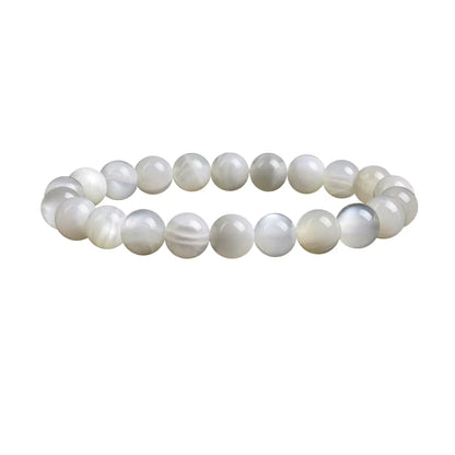 White Moonstone Beaded Bracelet Natural 8mm Elastic Unisex